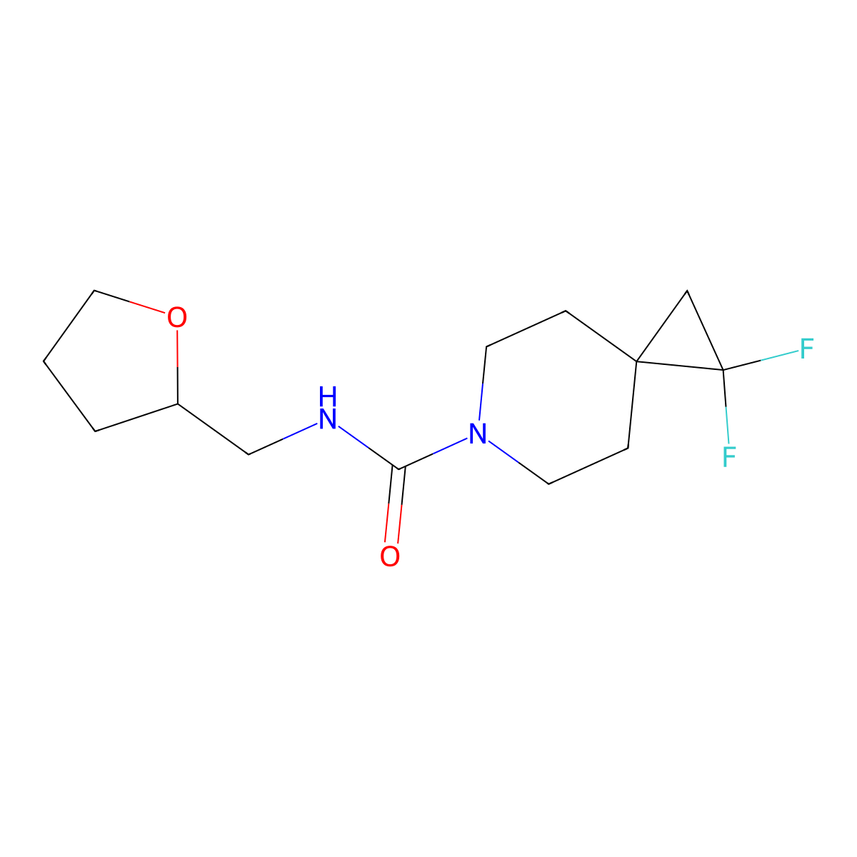 1,1-difluoro-N-[(oxolan-2-yl)methyl]-6-azaspiro[2.5]octane-6-carboxamide molecular structure, CAS 2309729-75-5