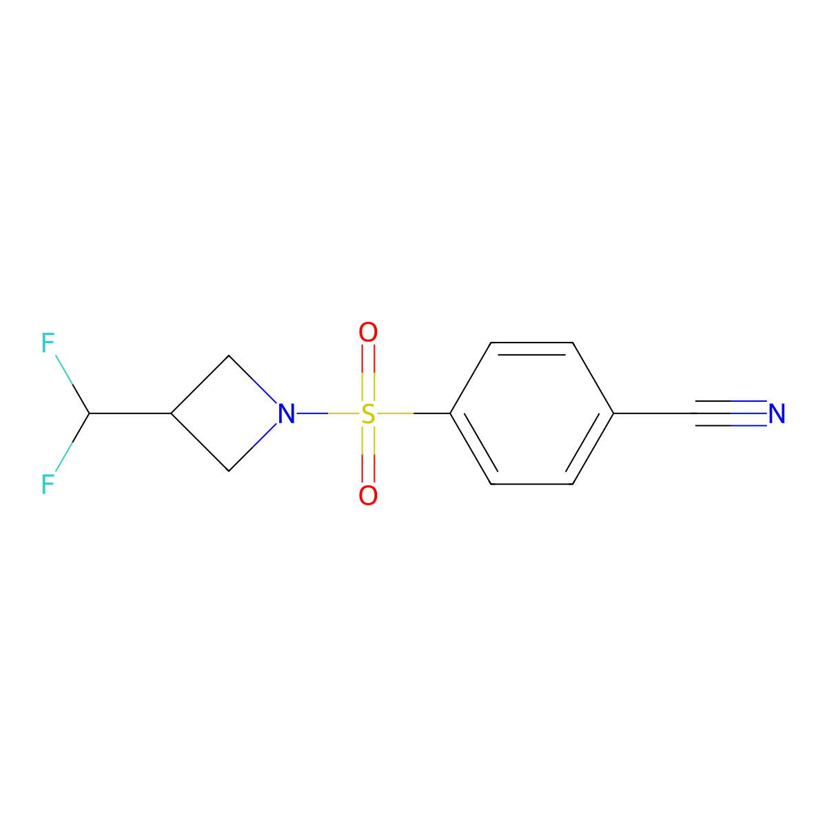 4-{[3-(Difluoromethyl)azetidin-1-yl]sulfonyl}benzonitrile molecular structure, CAS 2309729-86-8