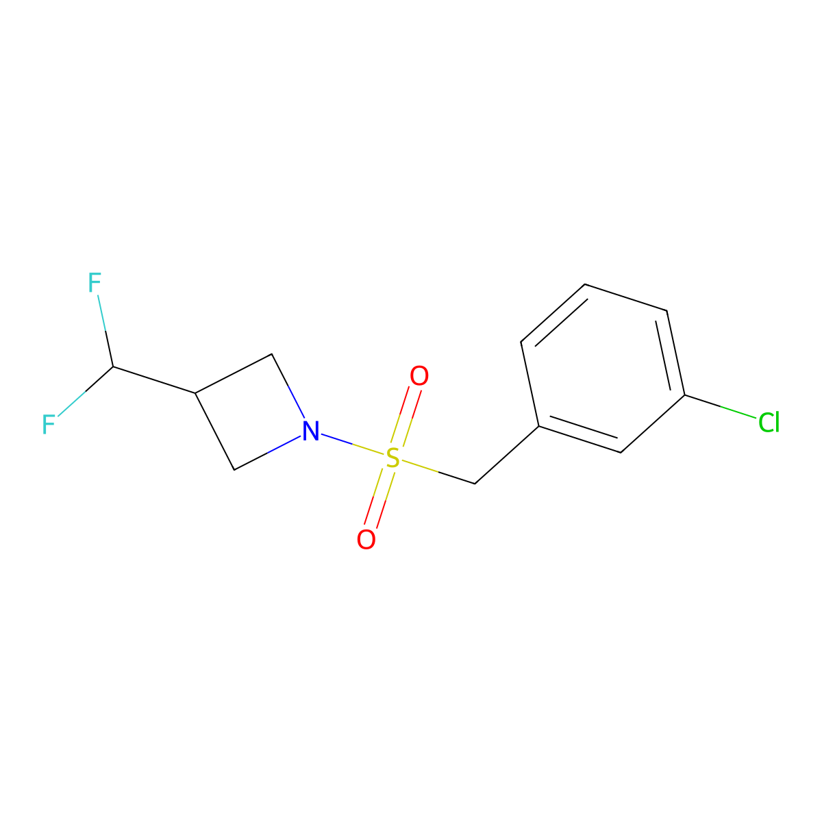 1-((3-Chlorobenzyl)sulfonyl)-3-(difluoromethyl)azetidine molecular structure, CAS 2309729-94-8