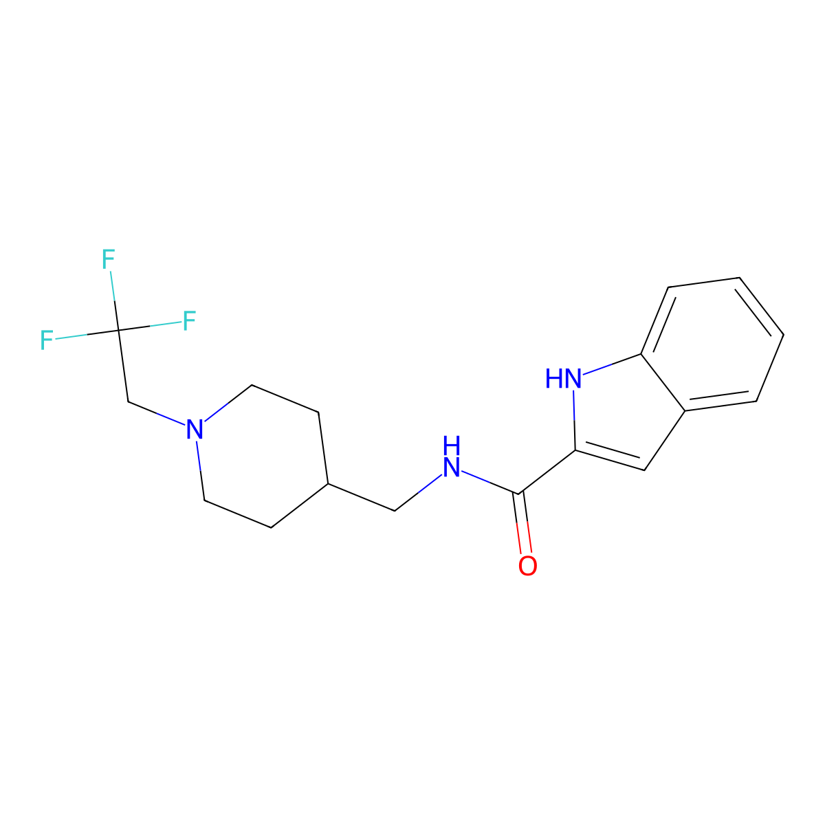 N-{[1-(2,2,2-trifluoroethyl)piperidin-4-yl]methyl}-1H-indole-2-carboxamide molecular structure, CAS 2309730-12-7