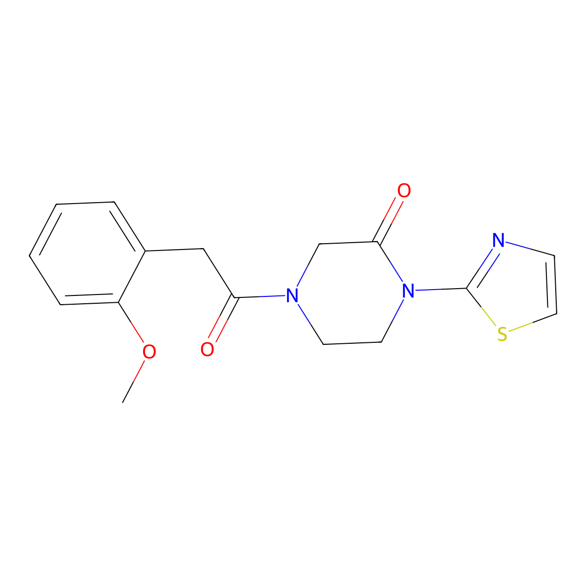 4-[2-(2-Methoxyphenyl)acetyl]-1-(1,3-thiazol-2-yl)piperazin-2-one molecular structure, CAS 2309730-22-9