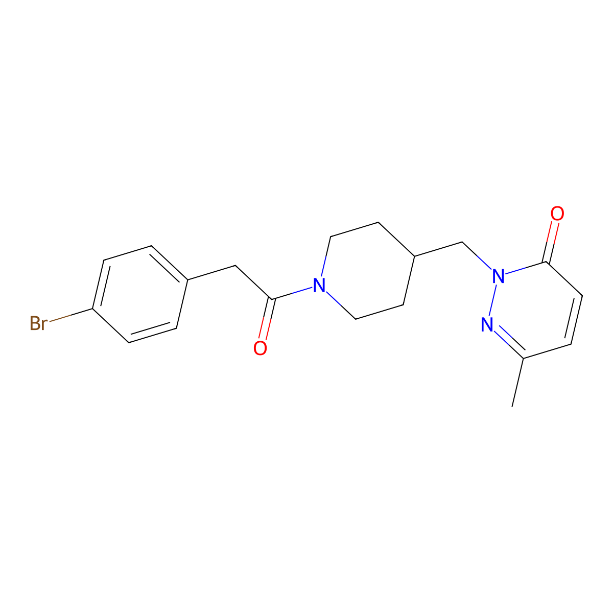 2-({1-[2-(4-Bromophenyl)acetyl]piperidin-4-yl}methyl)-6-methyl-2,3-dihydropyridazin-3-one molecular structure, CAS 2309731-05-1