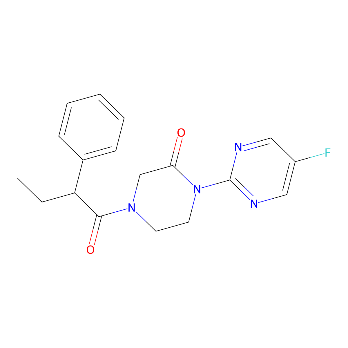1-(5-Fluoropyrimidin-2-yl)-4-(2-phenylbutanoyl)piperazin-2-one molecular structure, CAS 2309731-18-6
