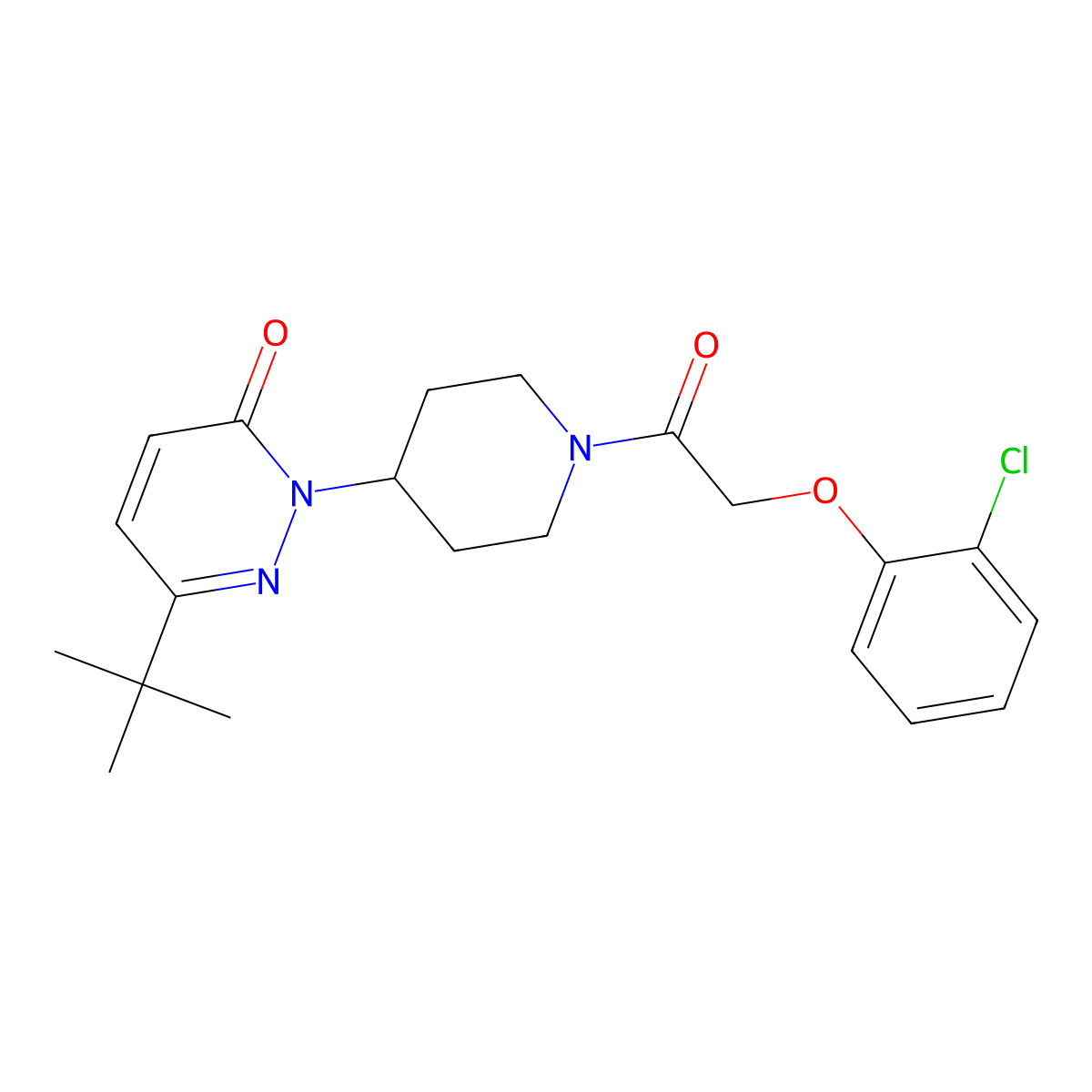6-Tert-butyl-2-{1-[2-(2-chlorophenoxy)acetyl]piperidin-4-yl}-2,3-dihydropyridazin-3-one molecular structure, CAS 2309731-70-0