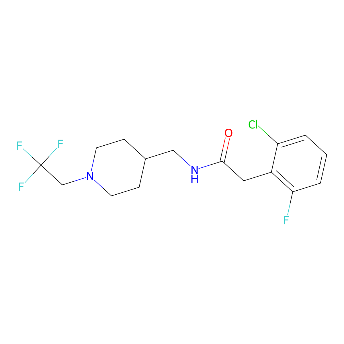 2-(2-chloro-6-fluorophenyl)-N-{[1-(2,2,2-trifluoroethyl)piperidin-4-yl]methyl}acetamide molecular structure, CAS 2309731-92-6