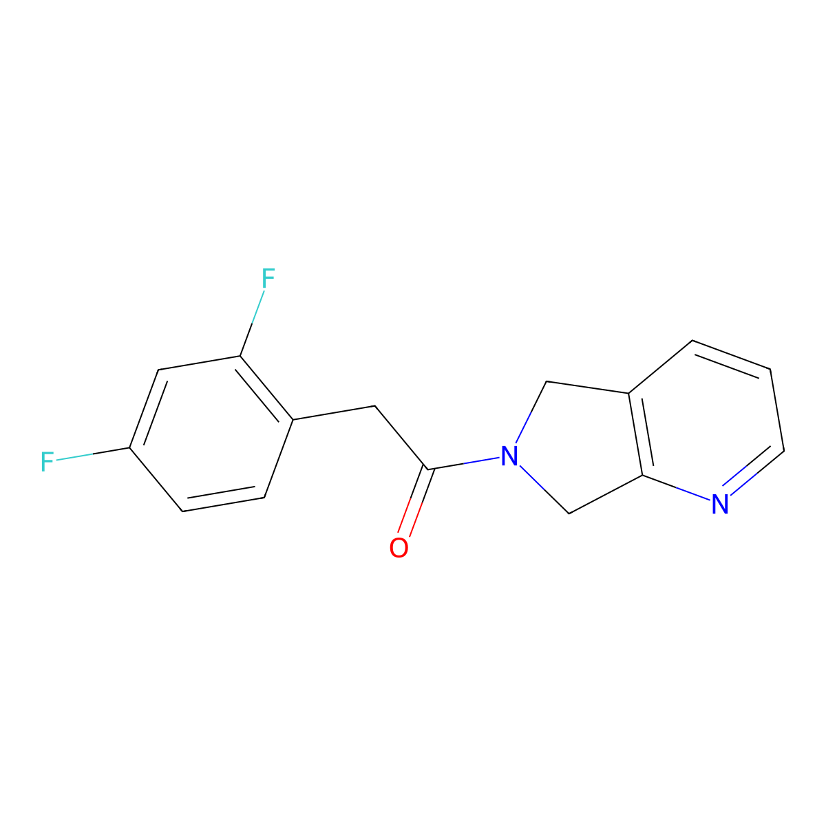 2-(2,4-difluorophenyl)-1-(5H-pyrrolo[3,4-b]pyridin-6(7H)-yl)ethanone molecular structure, CAS 2309732-00-9