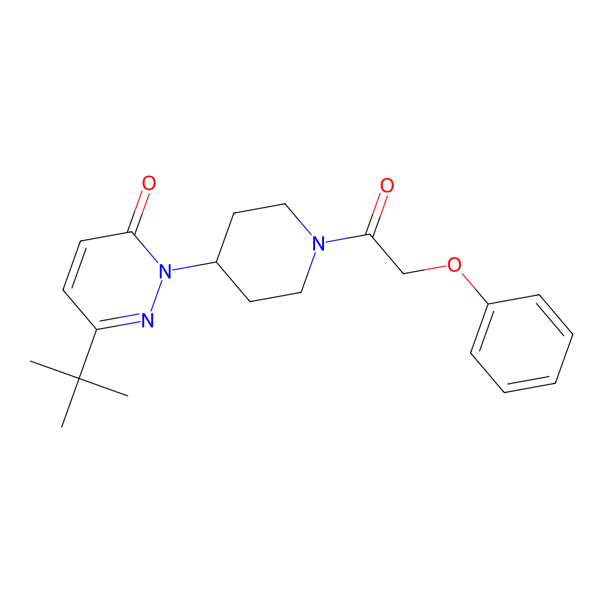 6-Tert-butyl-2-[1-(2-phenoxyacetyl)piperidin-4-yl]-2,3-dihydropyridazin-3-one molecular structure, CAS 2309732-09-8