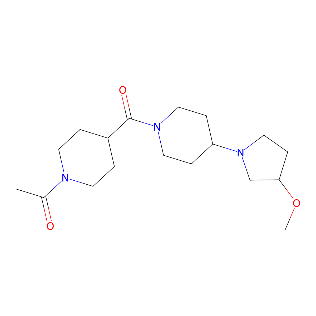 1-(4-(4-(3-Methoxypyrrolidin-1-yl)piperidine-1-carbonyl)piperidin-1-yl)ethan-1-one molecular structure, CAS 2309732-13-4