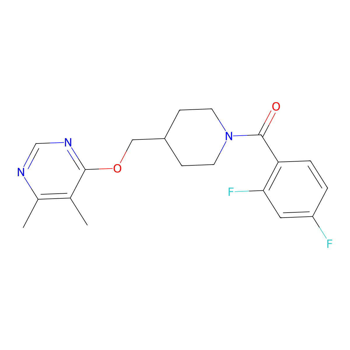 4-{[1-(2,4-Difluorobenzoyl)piperidin-4-yl]methoxy}-5,6-dimethylpyrimidine molecular structure, CAS 2309732-26-9