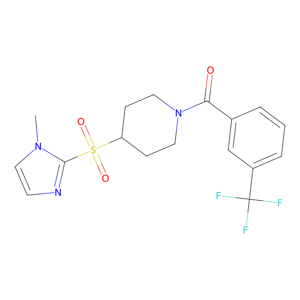 4-[(1-methyl-1H-imidazol-2-yl)sulfonyl]-1-[3-(trifluoromethyl)benzoyl]piperidine molecular structure, CAS 2309732-41-8