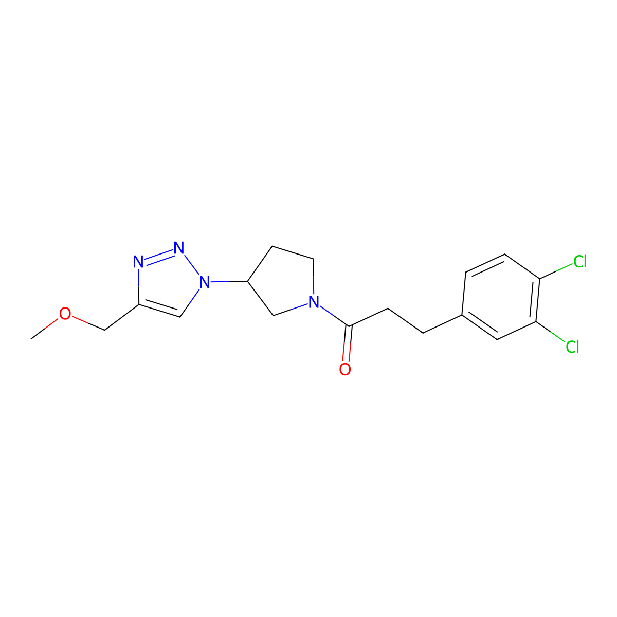 3-(3,4-dichlorophenyl)-1-{3-[4-(methoxymethyl)-1H-1,2,3-triazol-1-yl]pyrrolidin-1-yl}propan-1-one molecular structure, CAS 2309732-45-2