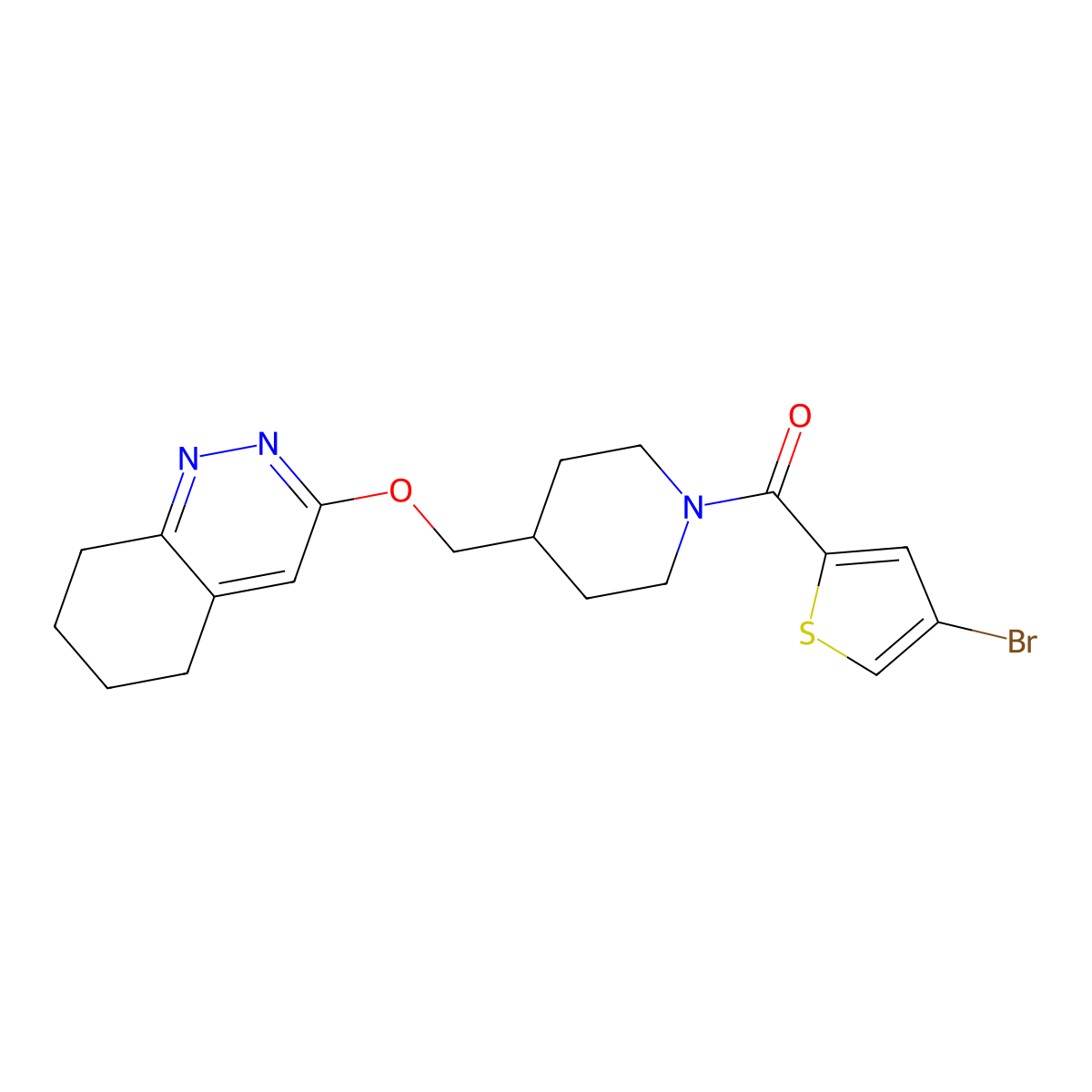 3-{[1-(4-Bromothiophene-2-carbonyl)piperidin-4-yl]methoxy}-5,6,7,8-tetrahydrocinnoline molecular structure, CAS 2309732-55-4