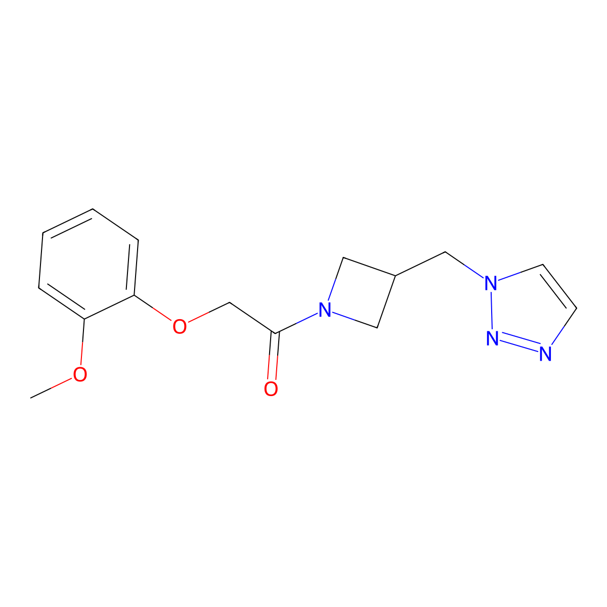 2-(2-methoxyphenoxy)-1-{3-[(1H-1,2,3-triazol-1-yl)methyl]azetidin-1-yl}ethan-1-one molecular structure, CAS 2309732-60-1