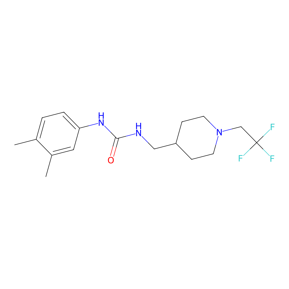 1-(3,4-Dimethylphenyl)-3-{[1-(2,2,2-trifluoroethyl)piperidin-4-yl]methyl}urea molecular structure, CAS 2309732-84-9