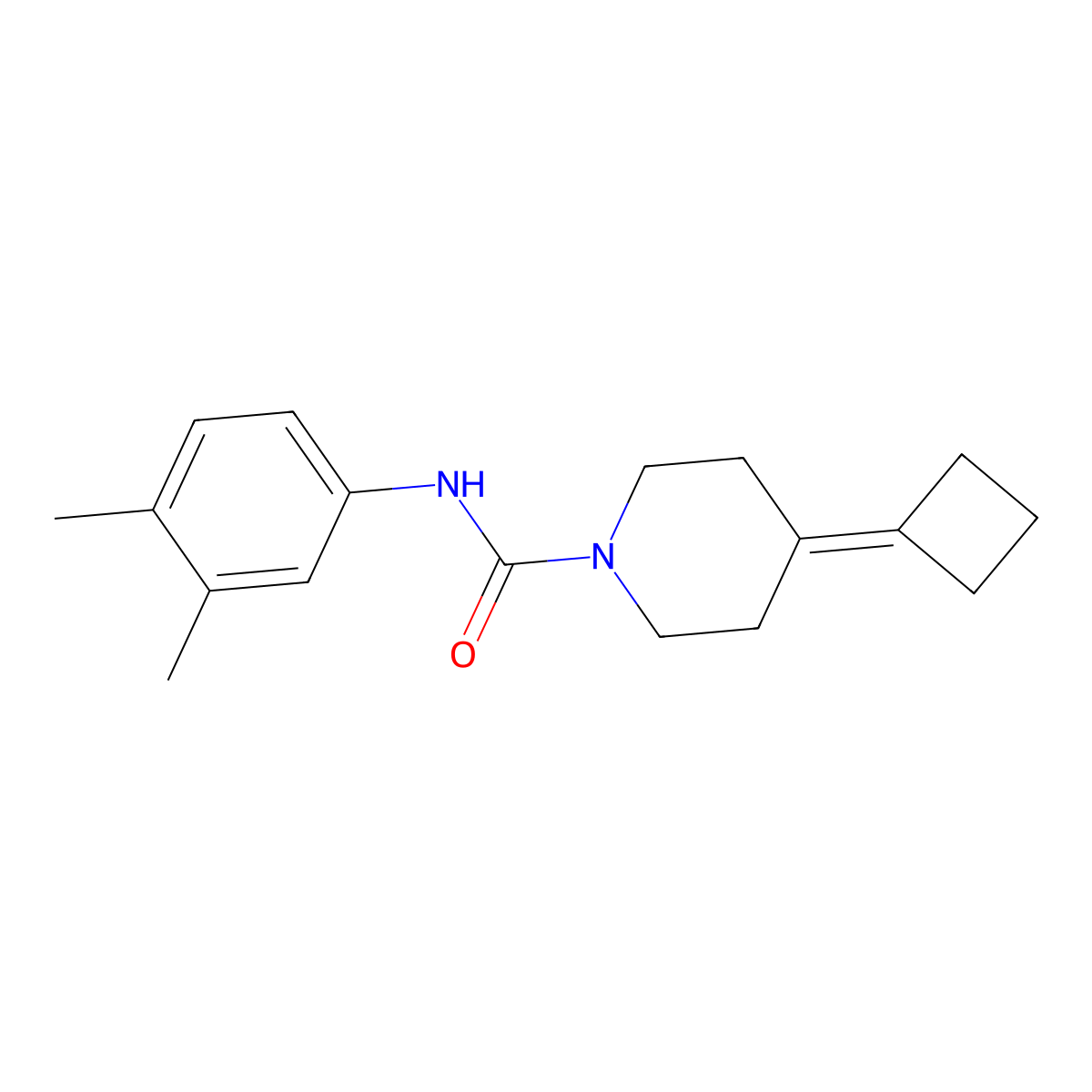 4-Cyclobutylidene-N-(3,4-dimethylphenyl)piperidine-1-carboxamide molecular structure, CAS 2309732-92-9