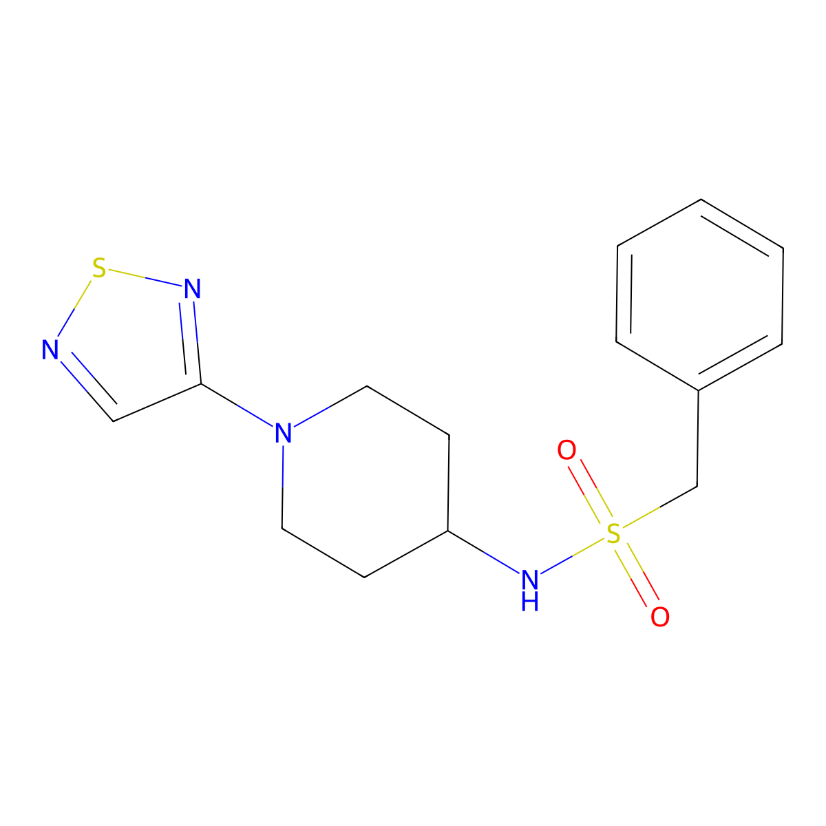 1-phenyl-N-[1-(1,2,5-thiadiazol-3-yl)piperidin-4-yl]methanesulfonamide molecular structure, CAS 2309732-96-3