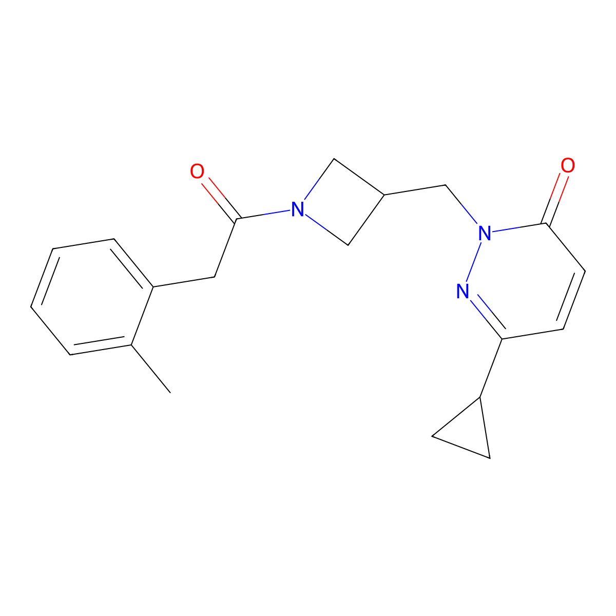 6-Cyclopropyl-2-({1-[2-(2-methylphenyl)acetyl]azetidin-3-yl}methyl)-2,3-dihydropyridazin-3-one molecular structure, CAS 2309732-98-5