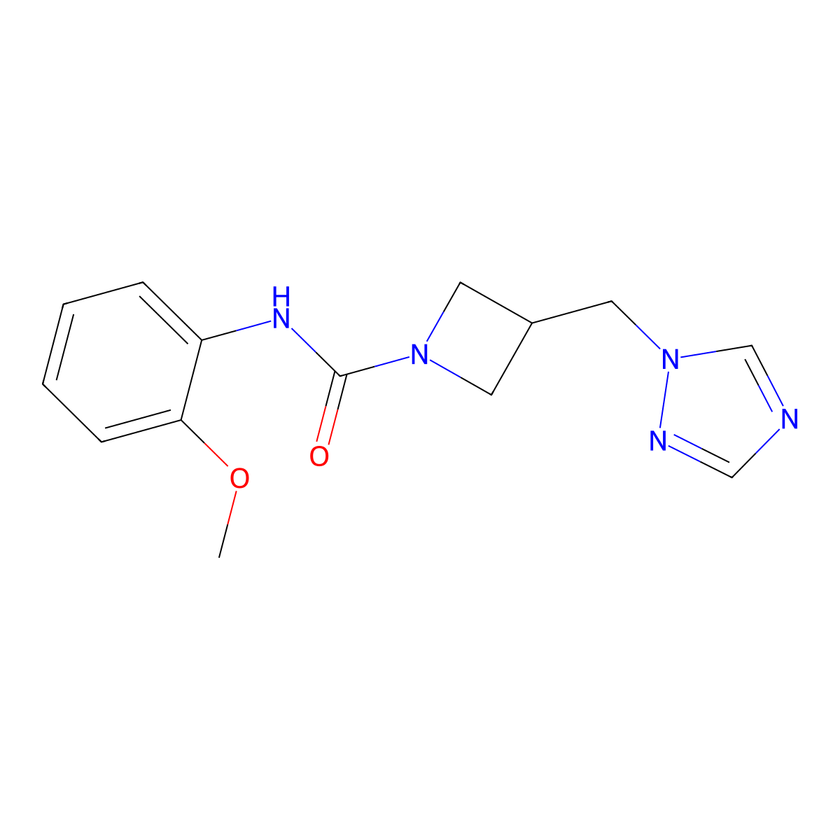 N-(2-methoxyphenyl)-3-[(1H-1,2,4-triazol-1-yl)methyl]azetidine-1-carboxamide molecular structure, CAS 2309733-17-1