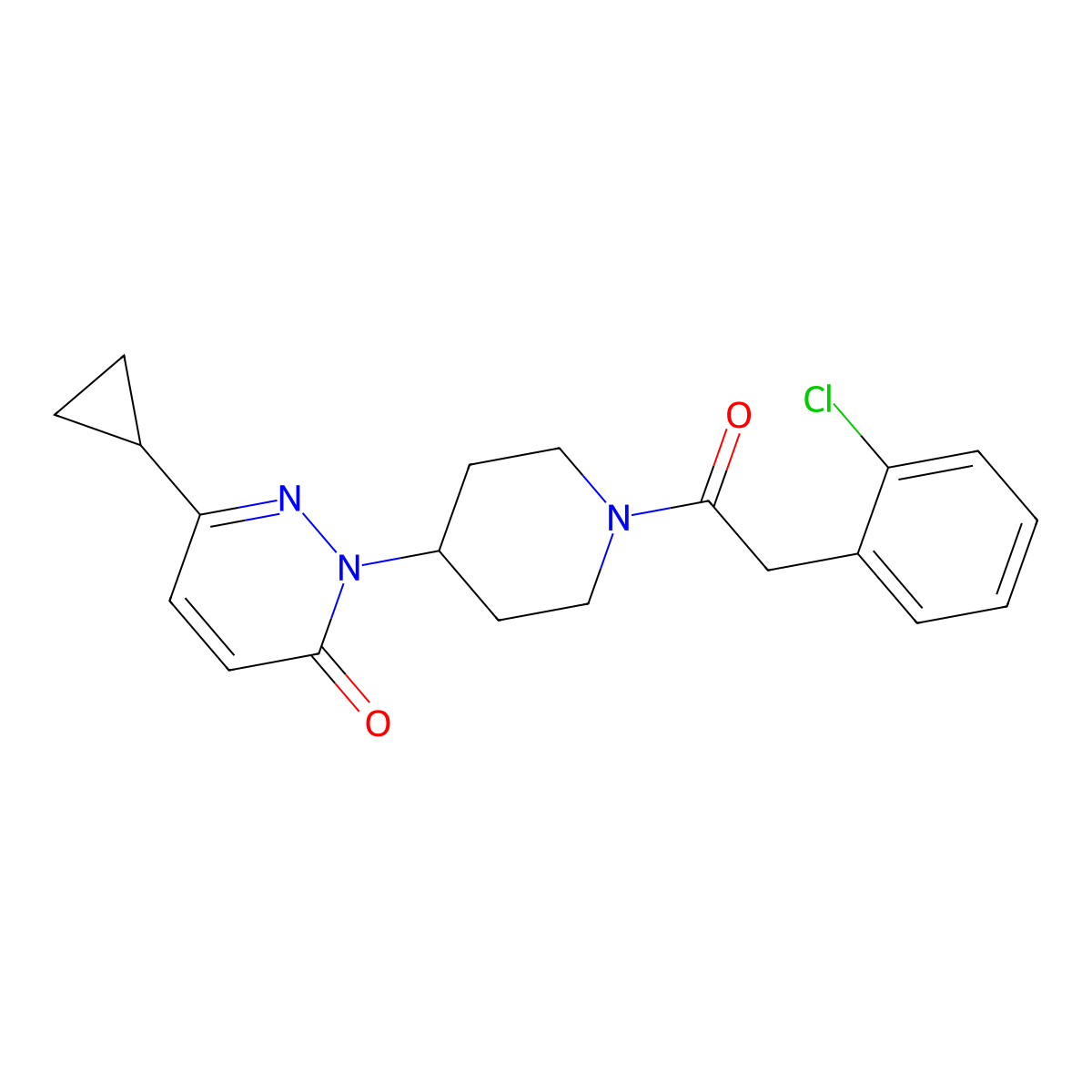 2-{1-[2-(2-Chlorophenyl)acetyl]piperidin-4-yl}-6-cyclopropyl-2,3-dihydropyridazin-3-one molecular structure, CAS 2309733-39-7