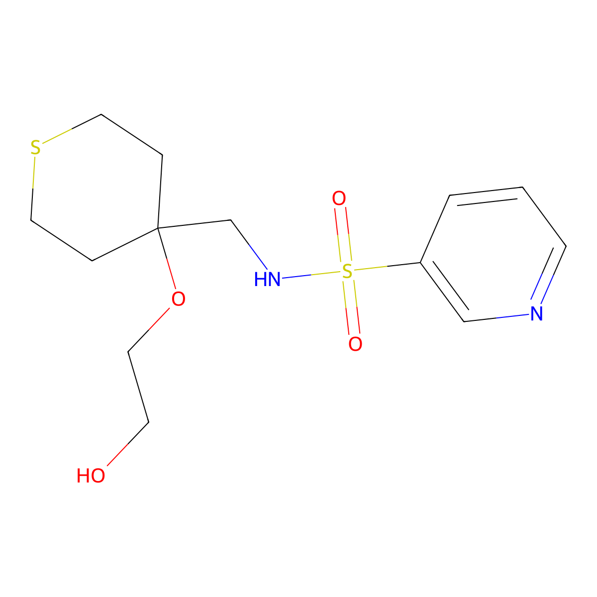 N-{[4-(2-hydroxyethoxy)thian-4-yl]methyl}pyridine-3-sulfonamide molecular structure, CAS 2309733-43-3