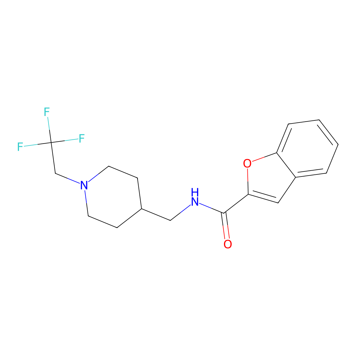 N-{[1-(2,2,2-trifluoroethyl)piperidin-4-yl]methyl}-1-benzofuran-2-carboxamide molecular structure, CAS 2309733-45-5