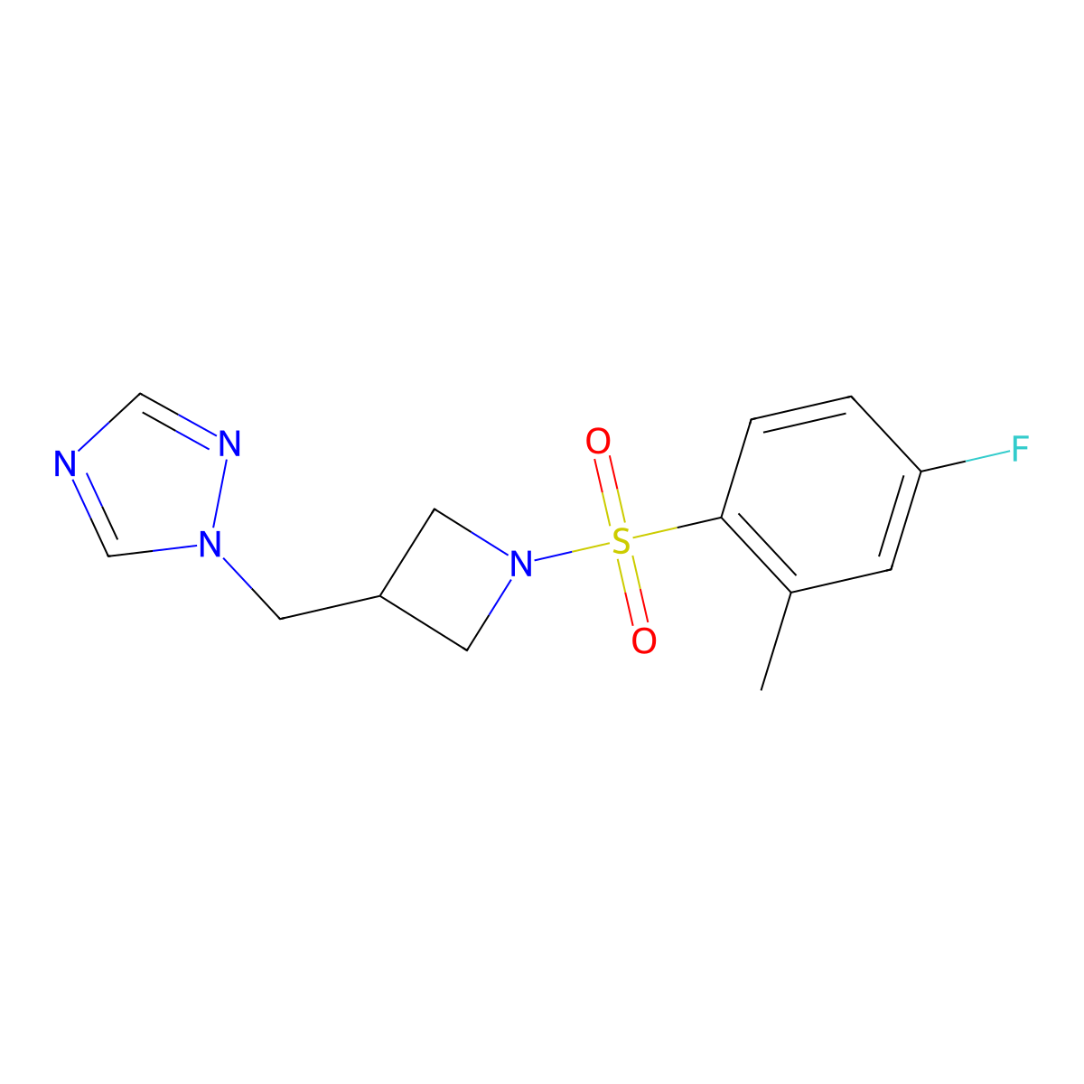 1-((1-((4-fluoro-2-methylphenyl)sulfonyl)azetidin-3-yl)methyl)-1H-1,2,4-triazole molecular structure, CAS 2309733-70-6
