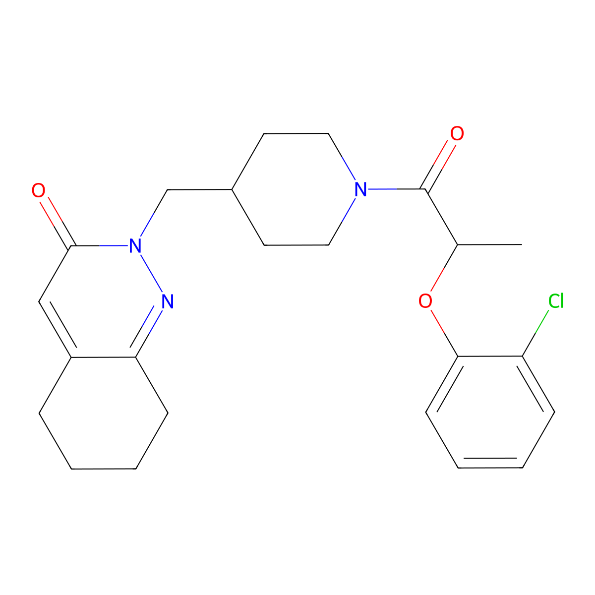 2-({1-[2-(2-Chlorophenoxy)propanoyl]piperidin-4-yl}methyl)-2,3,5,6,7,8-hexahydrocinnolin-3-one molecular structure, CAS 2309733-77-3