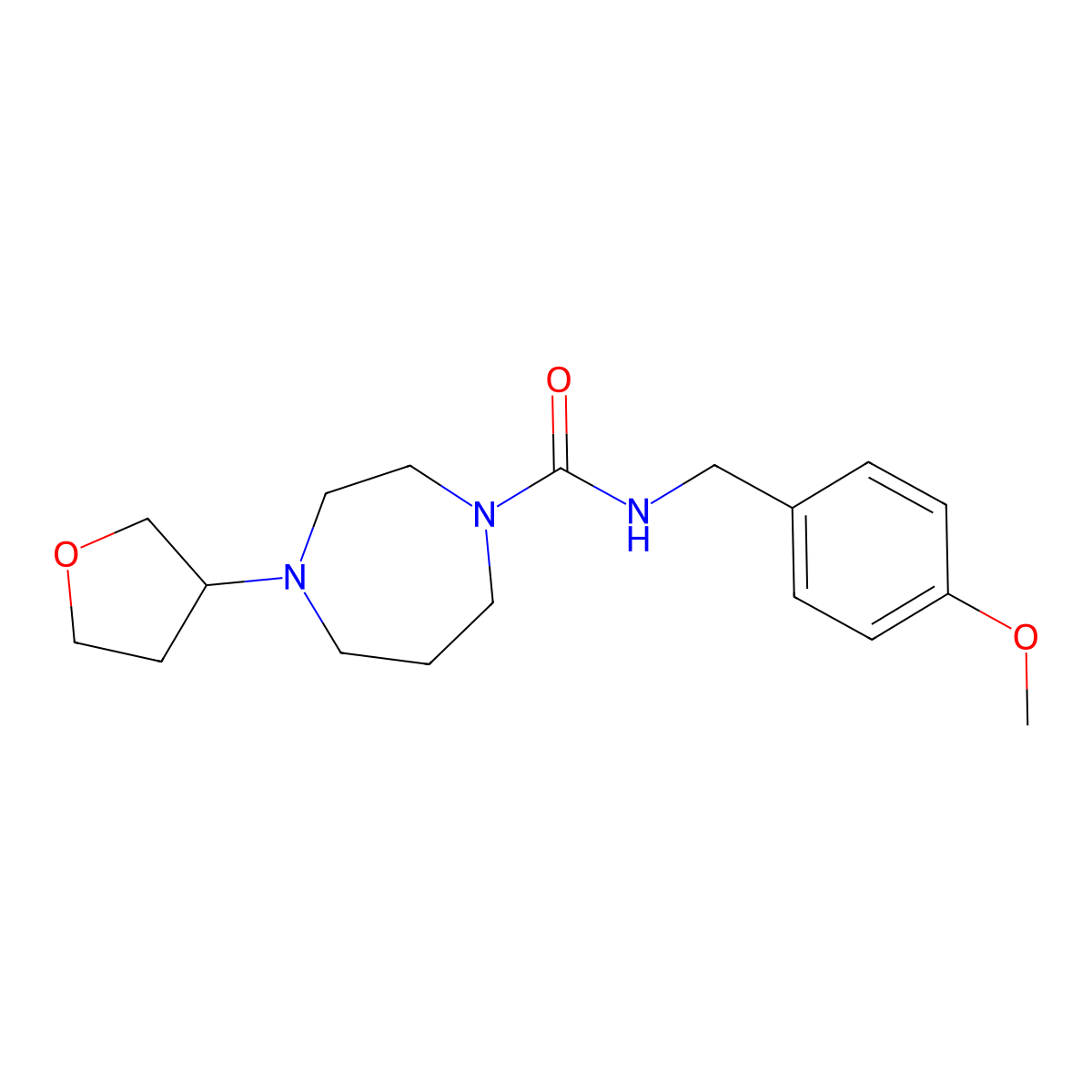 N-[(4-methoxyphenyl)methyl]-4-(oxolan-3-yl)-1,4-diazepane-1-carboxamide molecular structure, CAS 2309733-93-3
