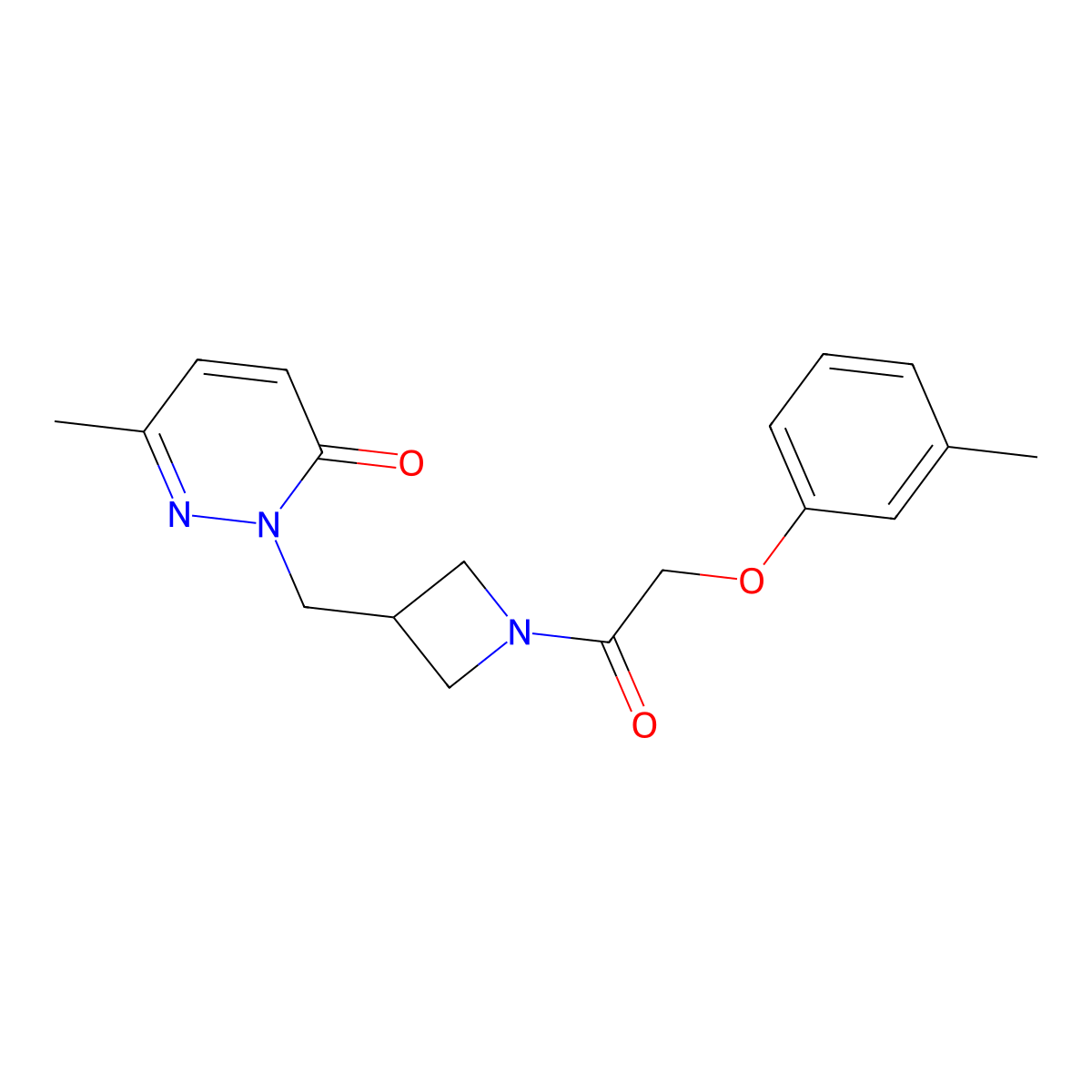 6-Methyl-2-({1-[2-(3-methylphenoxy)acetyl]azetidin-3-yl}methyl)-2,3-dihydropyridazin-3-one molecular structure, CAS 2309734-08-3