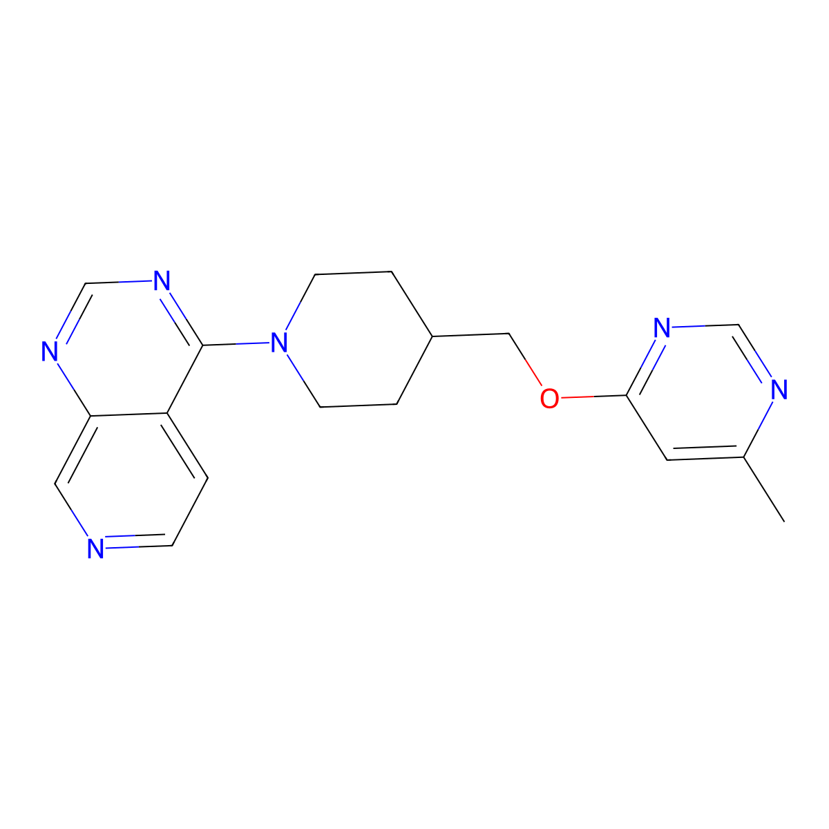 4-(4-(((6-Methylpyrimidin-4-yl)oxy)methyl)piperidin-1-yl)pyrido[3,4-d]pyrimidine molecular structure, CAS 2309734-09-4