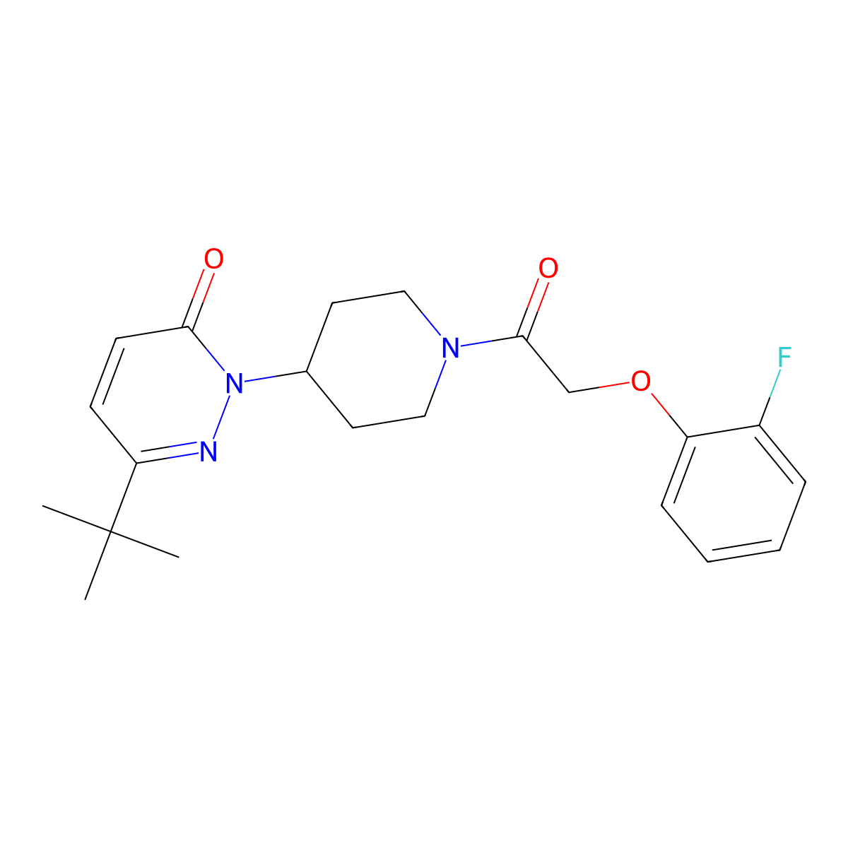 6-Tert-butyl-2-{1-[2-(2-fluorophenoxy)acetyl]piperidin-4-yl}-2,3-dihydropyridazin-3-one molecular structure, CAS 2309734-14-1
