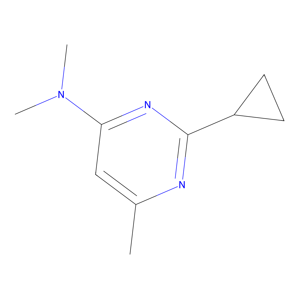 2-cyclopropyl-N,N,6-trimethylpyrimidin-4-amine molecular structure, CAS 2309734-22-1