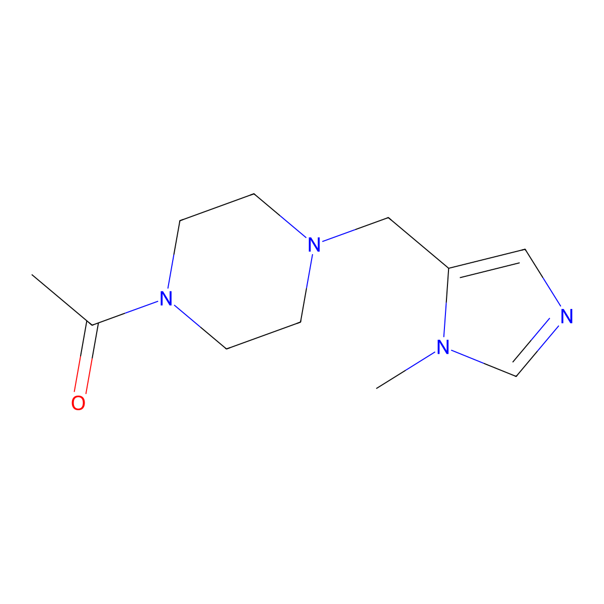 1-{4-[(1-methyl-1H-imidazol-5-yl)methyl]piperazin-1-yl}ethan-1-one molecular structure, CAS 2309734-37-8