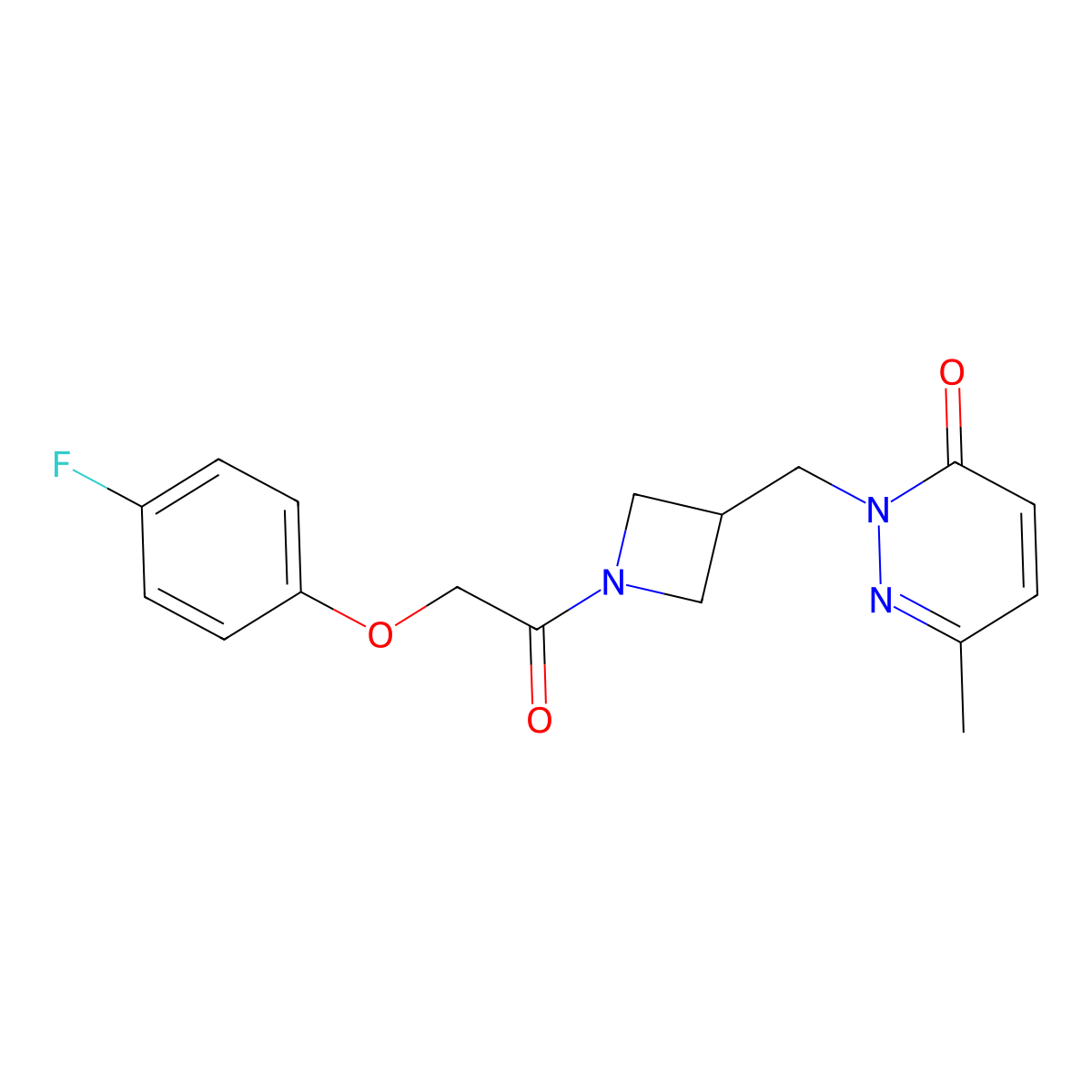 2-({1-[2-(4-Fluorophenoxy)acetyl]azetidin-3-yl}methyl)-6-methyl-2,3-dihydropyridazin-3-one molecular structure, CAS 2309734-64-1