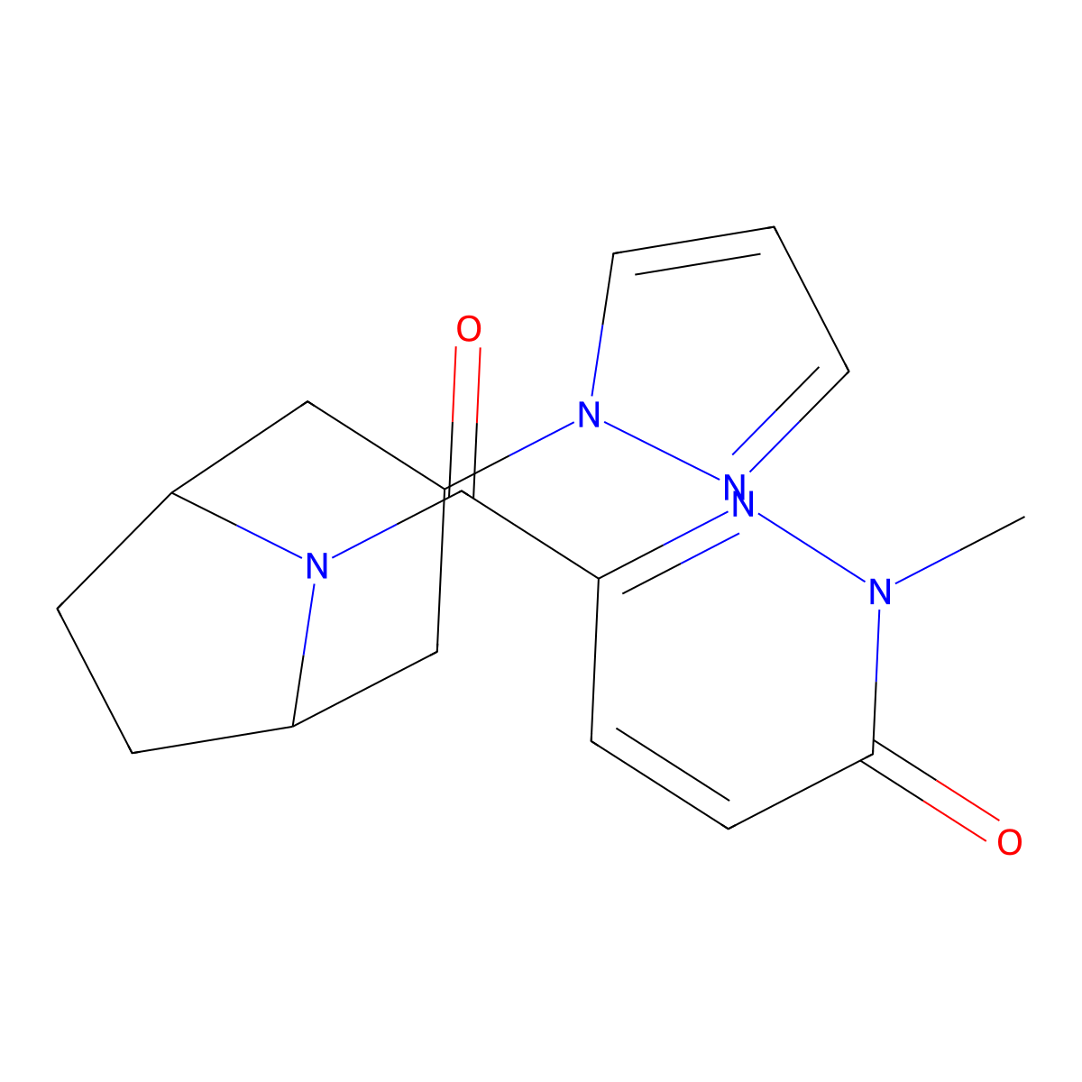 2-methyl-6-[3-(1H-pyrazol-1-yl)-8-azabicyclo[3.2.1]octane-8-carbonyl]-2,3-dihydropyridazin-3-one molecular structure, CAS 2309735-29-1