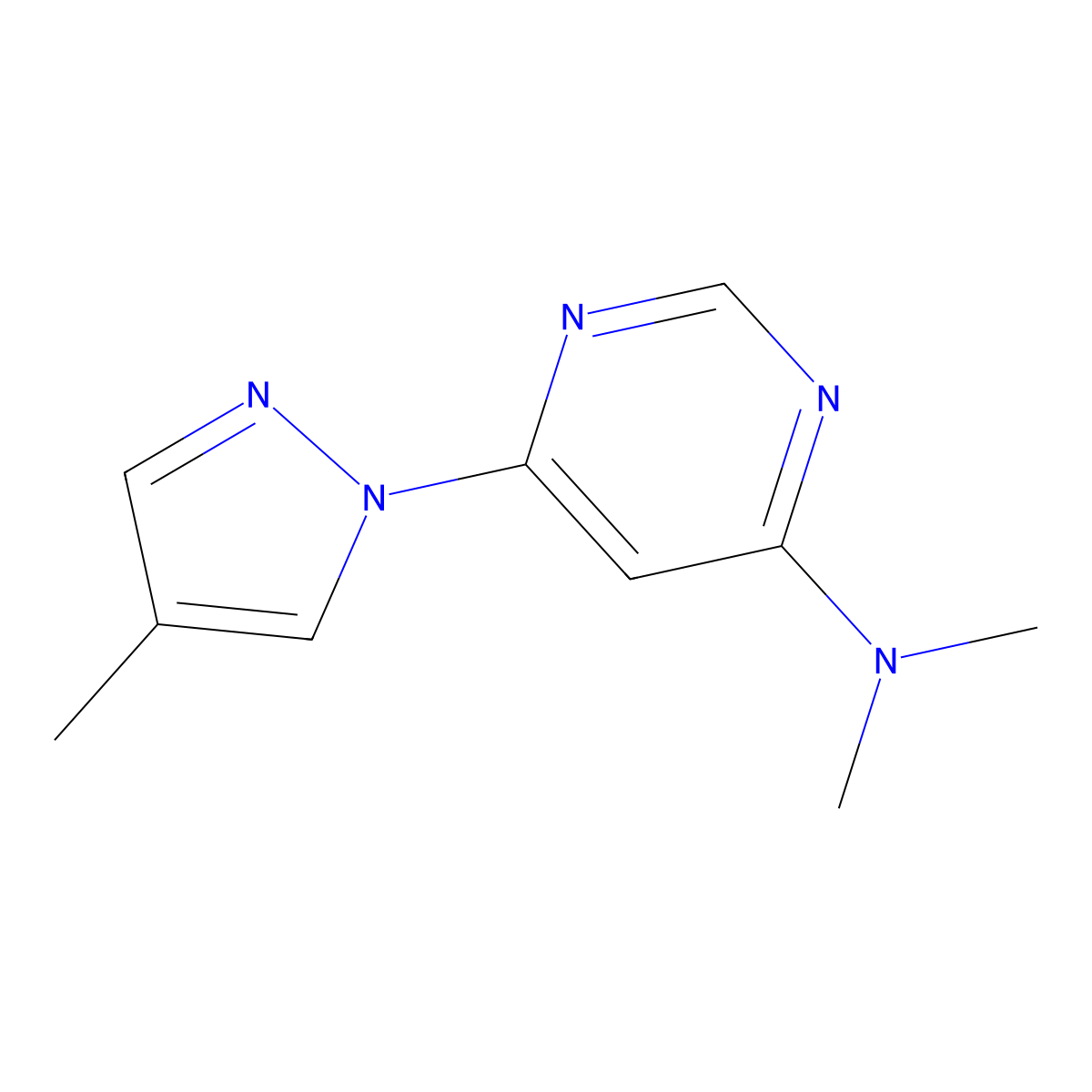 N,N-dimethyl-6-(4-methyl-1H-pyrazol-1-yl)pyrimidin-4-amine molecular structure, CAS 2309735-47-3