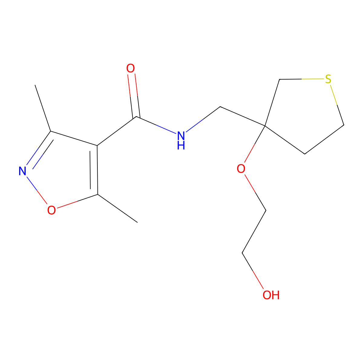 N-{[3-(2-hydroxyethoxy)thiolan-3-yl]methyl}-3,5-dimethyl-1,2-oxazole-4-carboxamide molecular structure, CAS 2309735-78-0