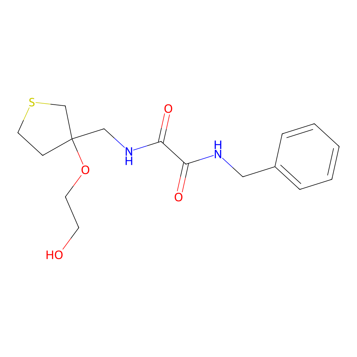 N'-benzyl-N-{[3-(2-hydroxyethoxy)thiolan-3-yl]methyl}ethanediamide molecular structure, CAS 2309745-47-7