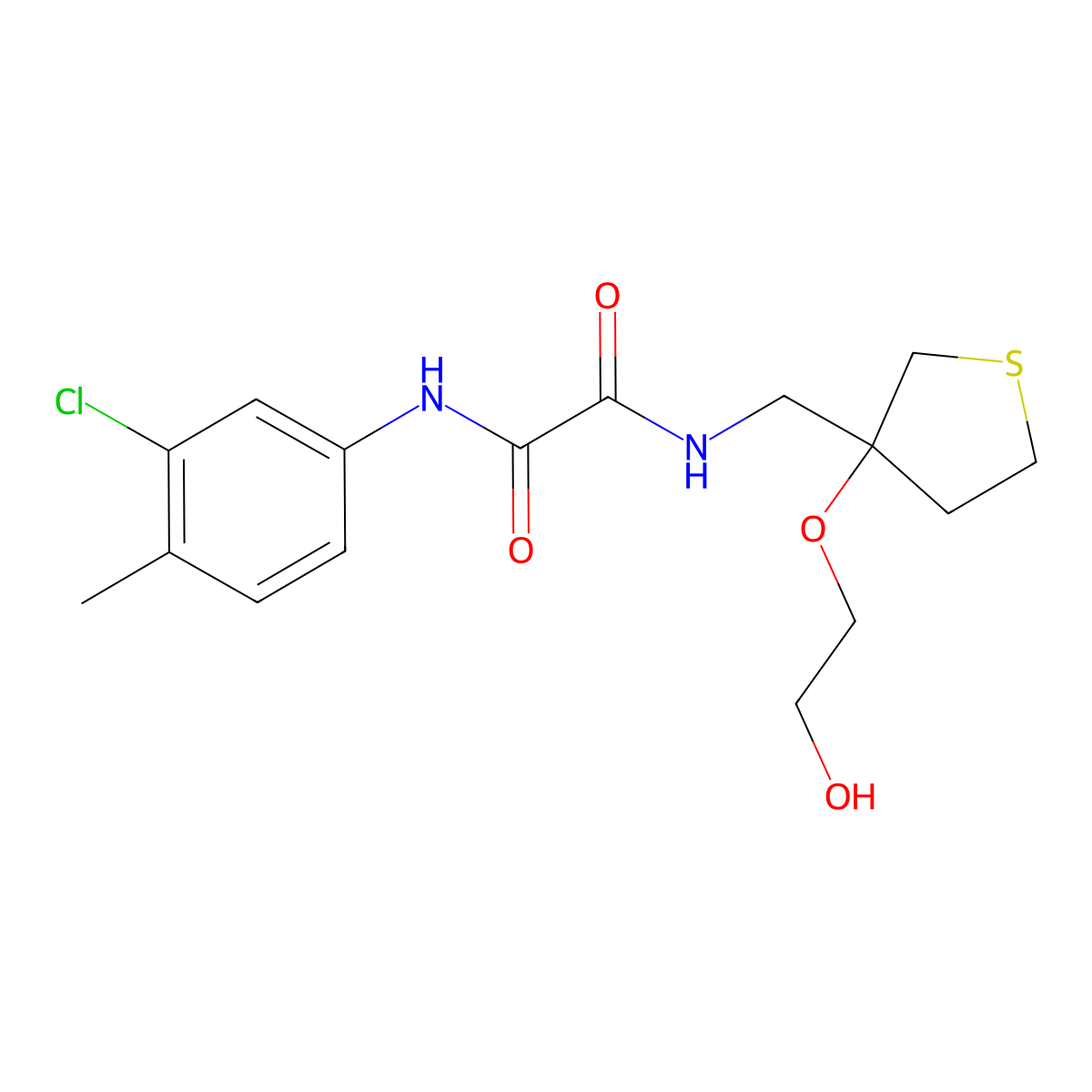 N'-(3-chloro-4-methylphenyl)-N-{[3-(2-hydroxyethoxy)thiolan-3-yl]methyl}ethanediamide molecular structure, CAS 2309745-86-4