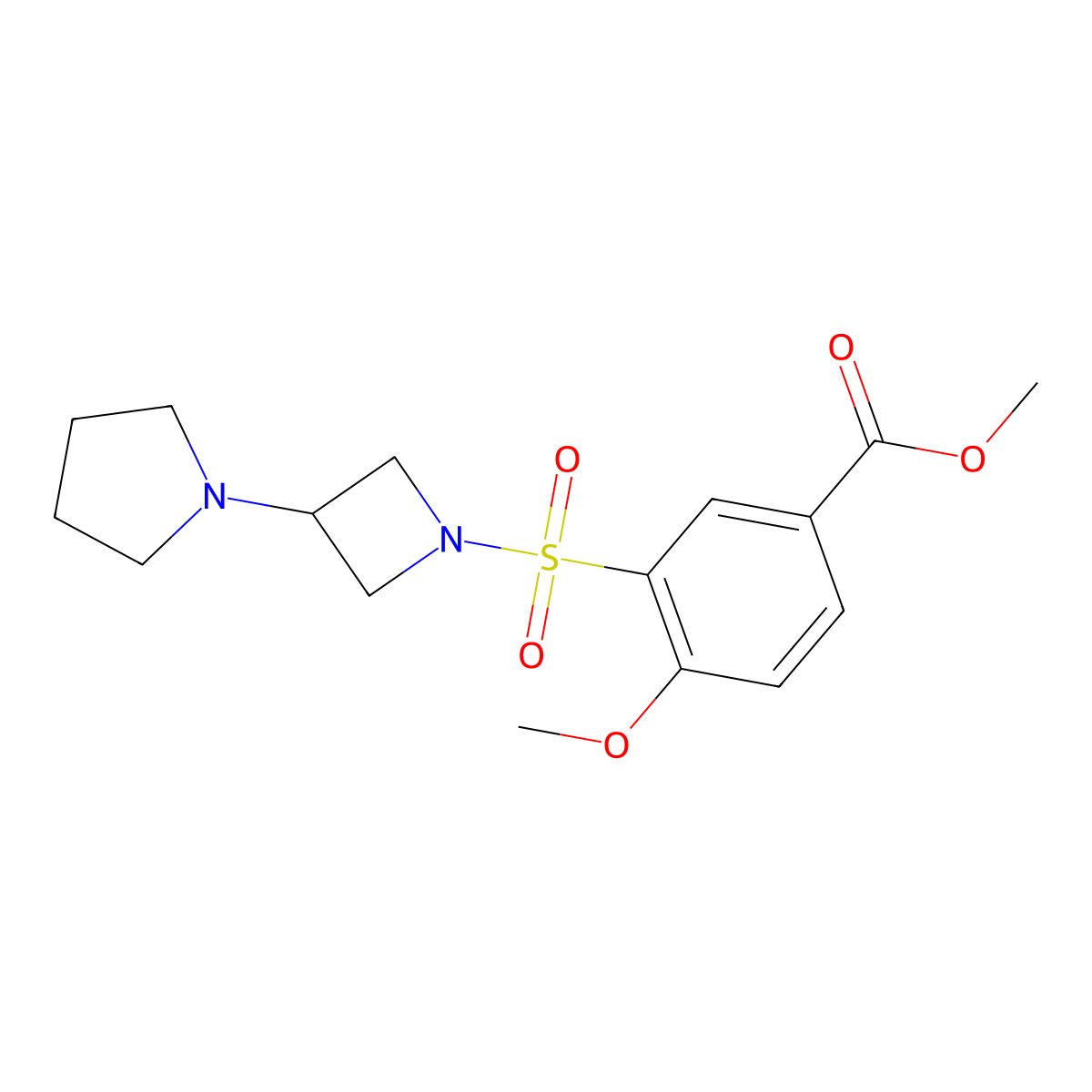 Methyl 4-methoxy-3-{[3-(pyrrolidin-1-yl)azetidin-1-yl]sulfonyl}benzoate molecular structure, CAS 2309745-97-7