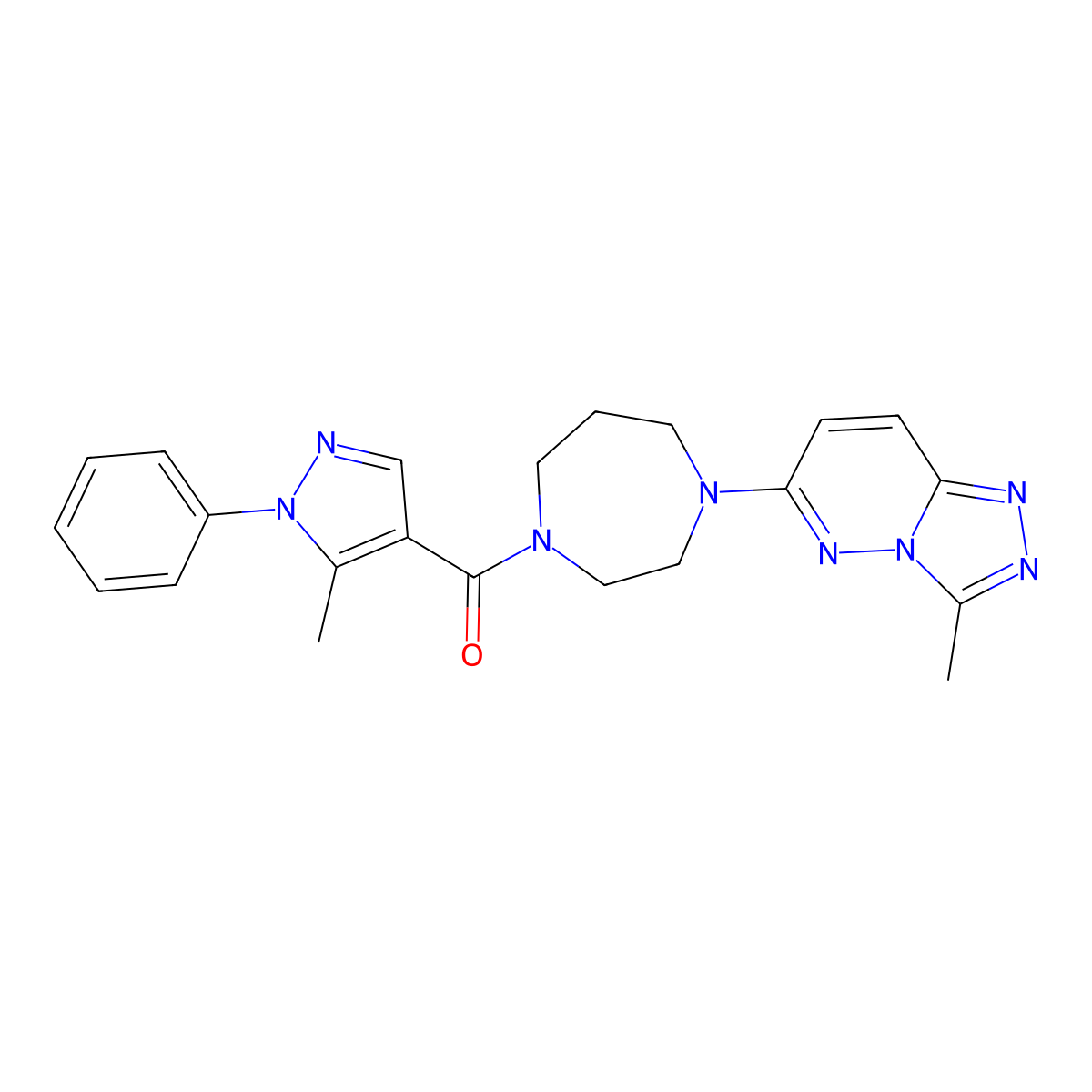 1-(5-methyl-1-phenyl-1H-pyrazole-4-carbonyl)-4-{3-methyl-[1,2,4]triazolo[4,3-b]pyridazin-6-yl}-1,4-diazepane molecular structure, CAS 2309746-16-3