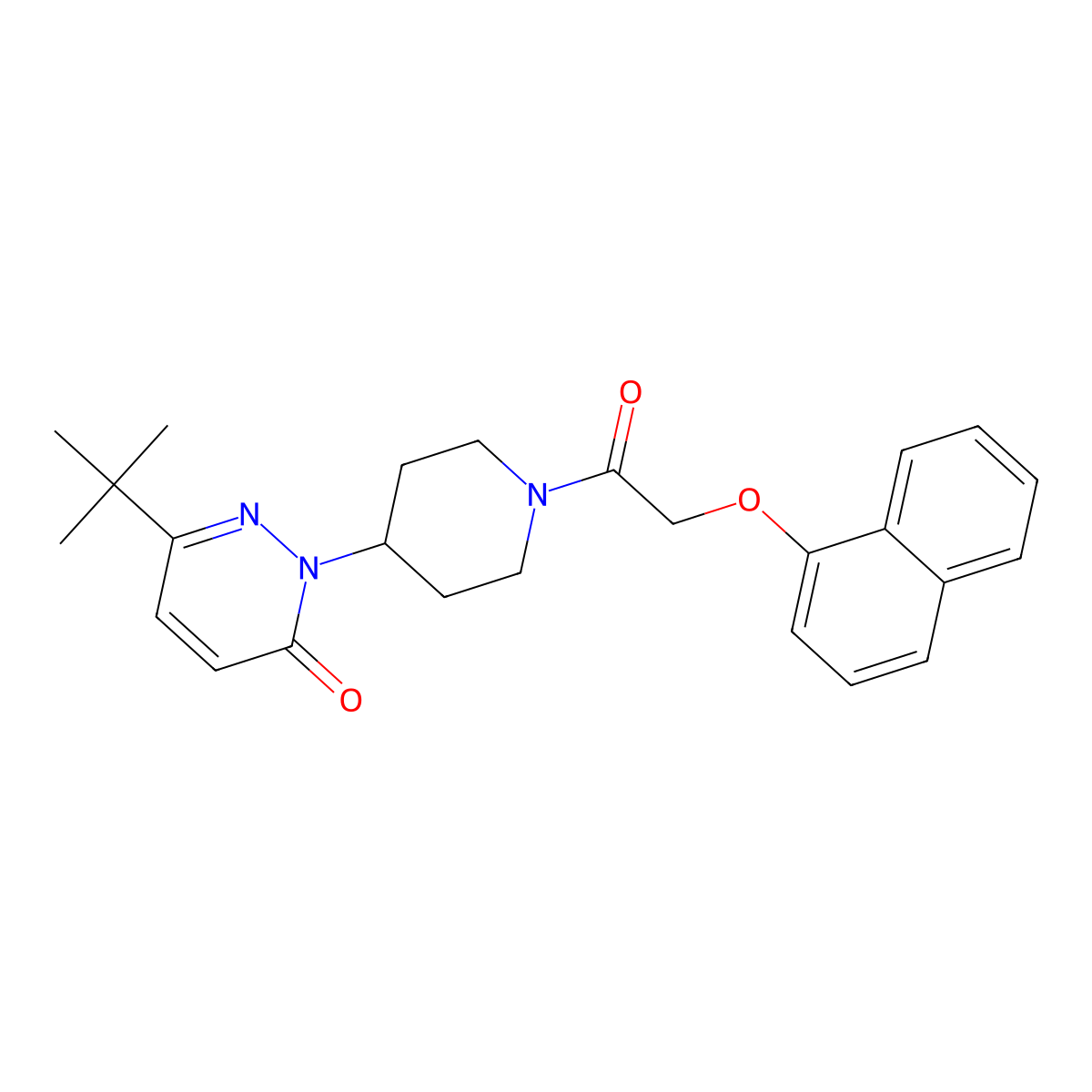 6-Tert-butyl-2-{1-[2-(naphthalen-1-yloxy)acetyl]piperidin-4-yl}-2,3-dihydropyridazin-3-one molecular structure, CAS 2309746-37-8