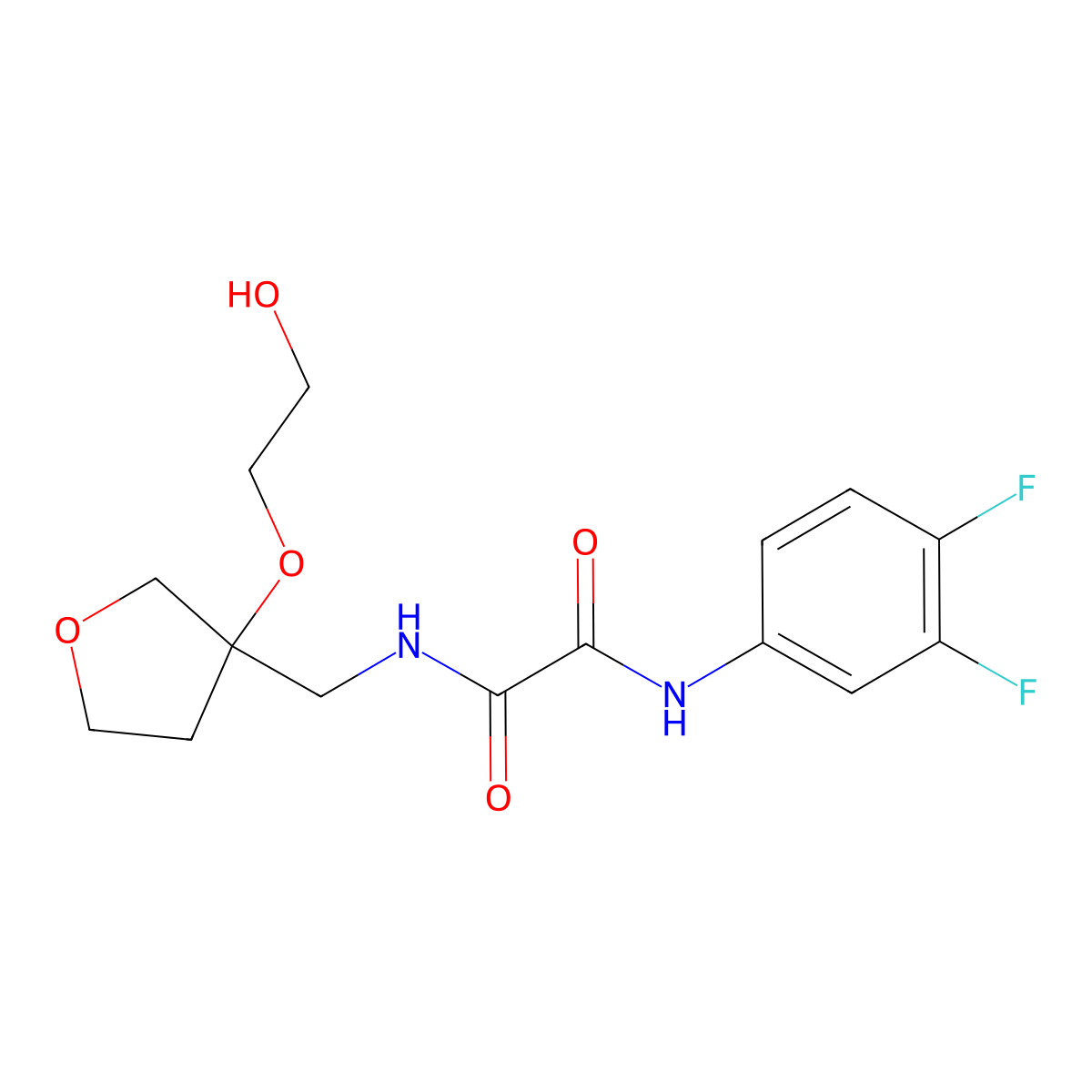 N'-(3,4-difluorophenyl)-N-{[3-(2-hydroxyethoxy)oxolan-3-yl]methyl}ethanediamide molecular structure, CAS 2309746-39-0