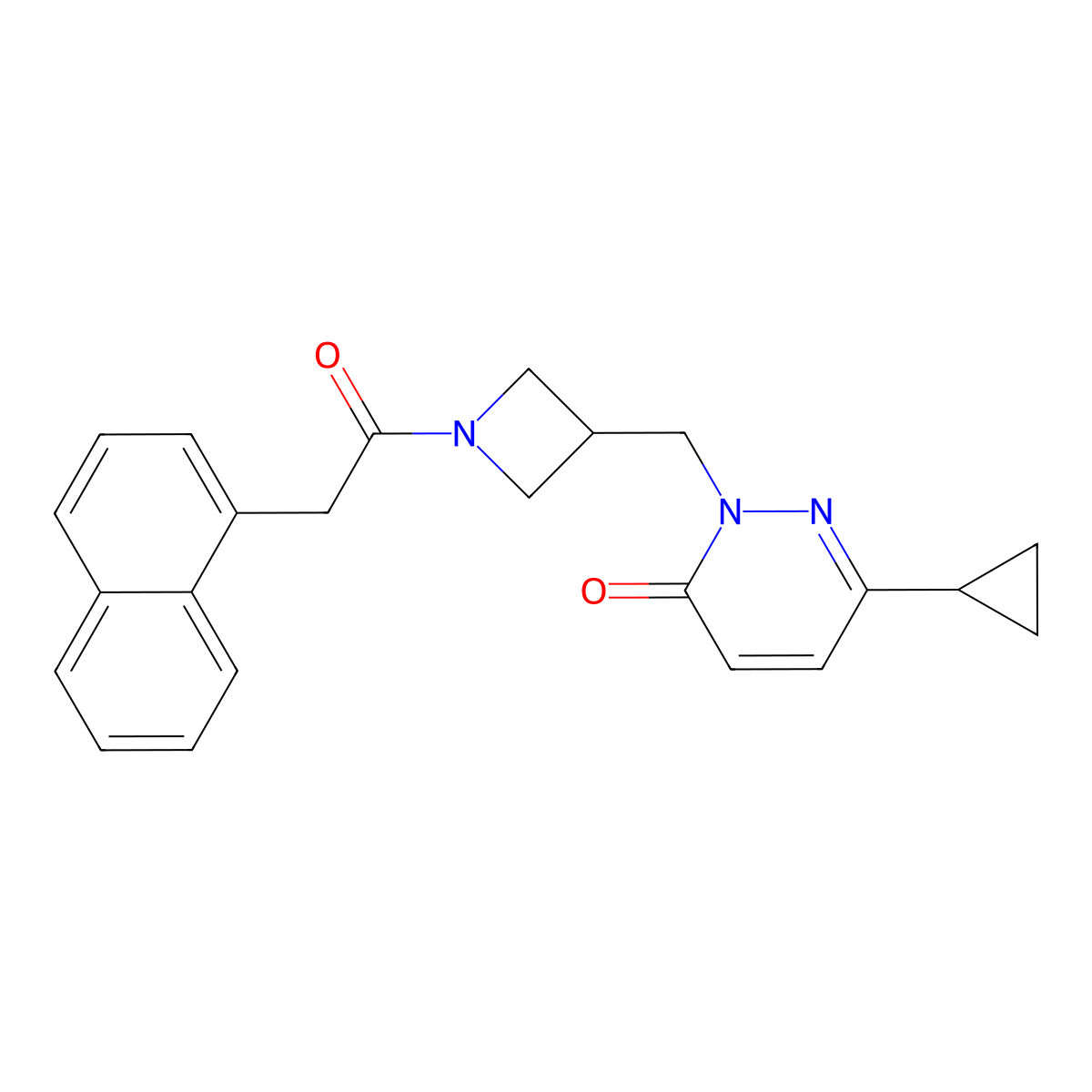 6-Cyclopropyl-2-[[1-(2-naphthalen-1-ylacetyl)azetidin-3-yl]methyl]pyridazin-3-one molecular structure, CAS 2309746-55-0