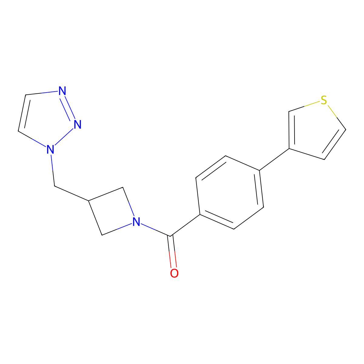 1-({1-[4-(thiophen-3-yl)benzoyl]azetidin-3-yl}methyl)-1H-1,2,3-triazole molecular structure, CAS 2309747-01-9