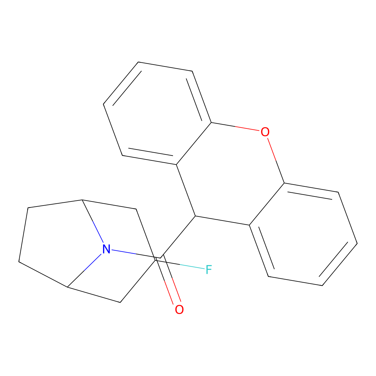 3-fluoro-8-(9H-xanthene-9-carbonyl)-8-azabicyclo[3.2.1]octane molecular structure, CAS 2309747-13-3