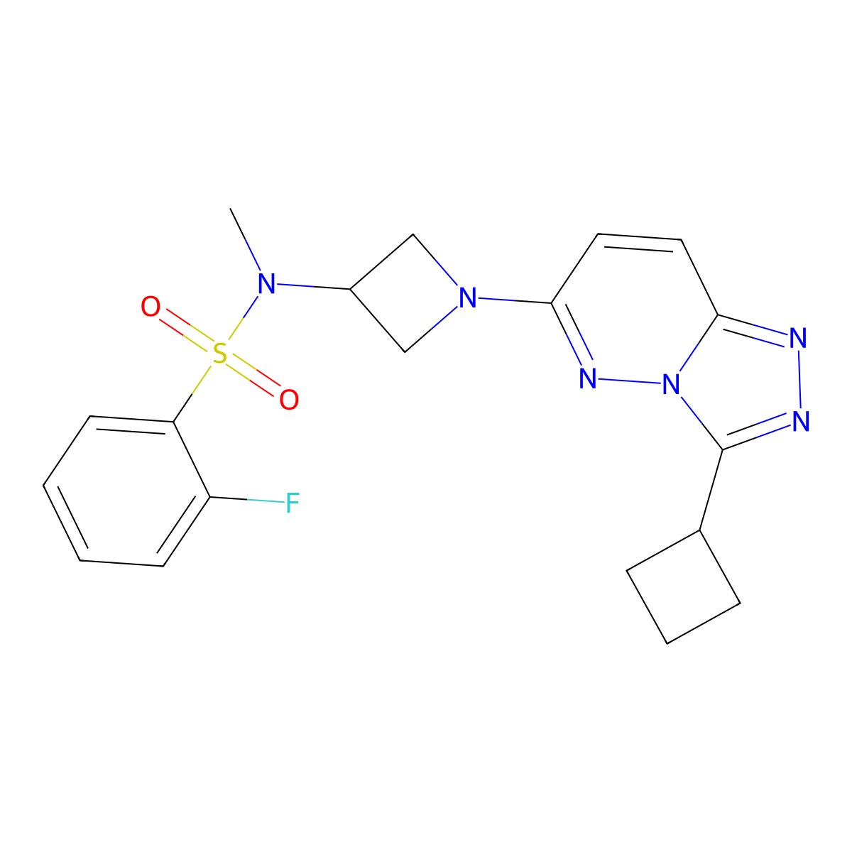 N-(1-{3-cyclobutyl-[1,2,4]triazolo[4,3-b]pyridazin-6-yl}azetidin-3-yl)-2-fluoro-N-methylbenzene-1-sulfonamide molecular structure, CAS 2309747-30-4