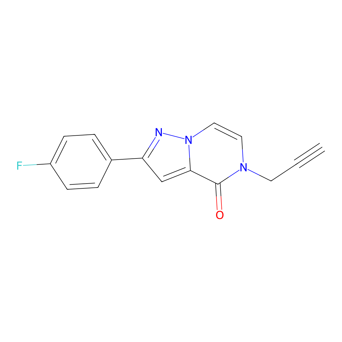 2-(4-fluorophenyl)-5-(prop-2-yn-1-yl)-4H,5H-pyrazolo[1,5-a]pyrazin-4-one molecular structure, CAS 2309747-44-0