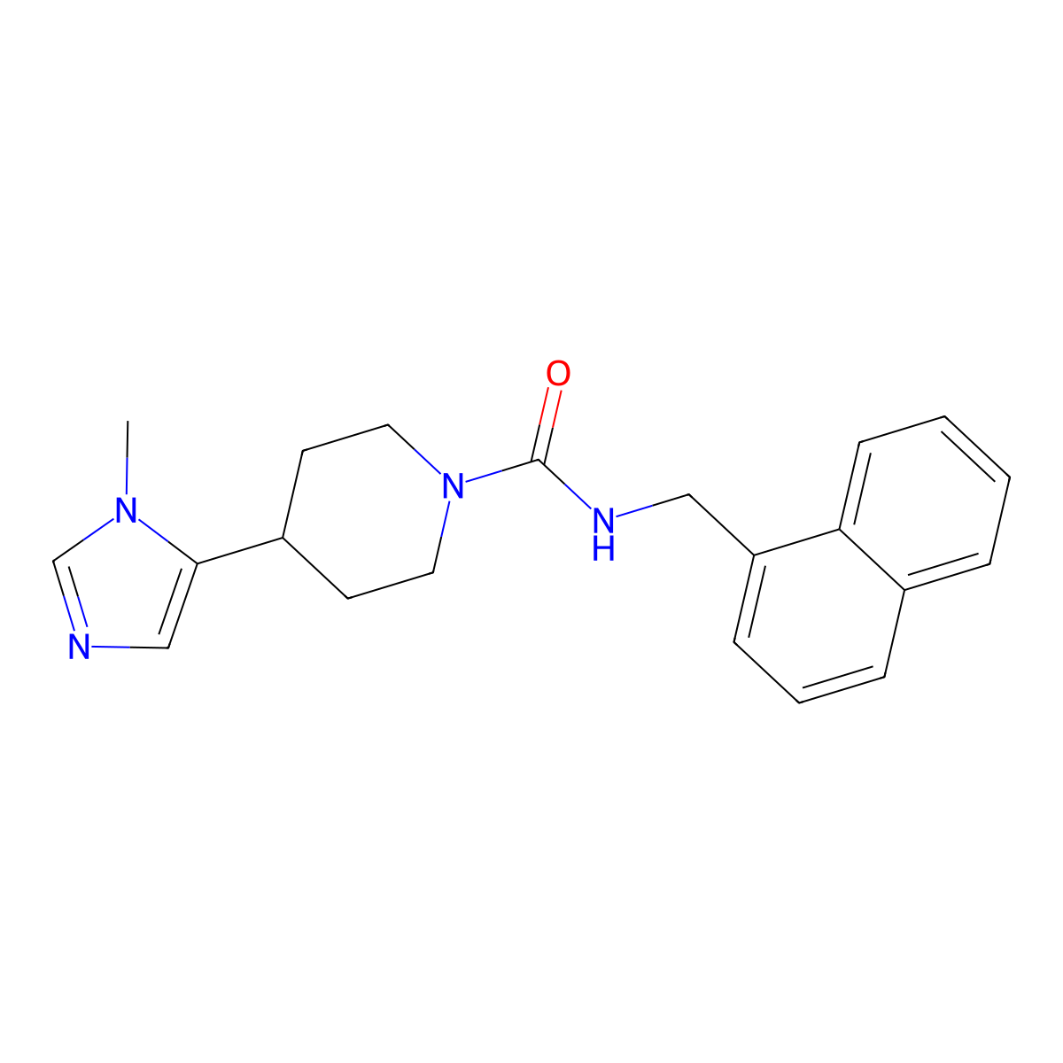 4-(1-methyl-1H-imidazol-5-yl)-N-[(naphthalen-1-yl)methyl]piperidine-1-carboxamide molecular structure, CAS 2309747-52-0
