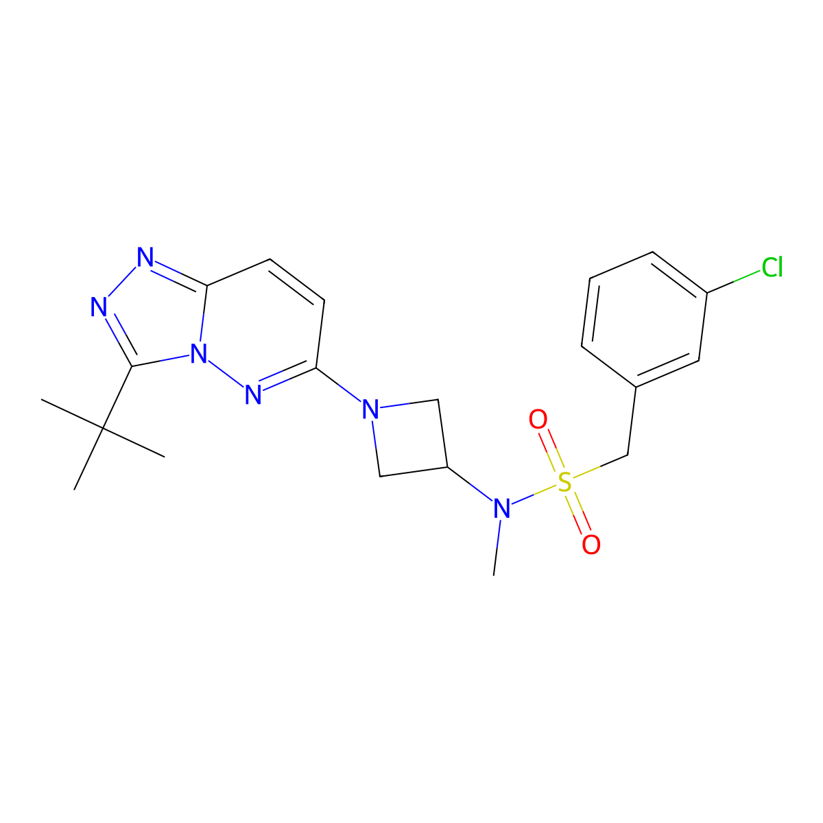 N-(1-{3-tert-butyl-[1,2,4]triazolo[4,3-b]pyridazin-6-yl}azetidin-3-yl)-1-(3-chlorophenyl)-N-methylmethanesulfonamide molecular structure, CAS 2309747-78-0